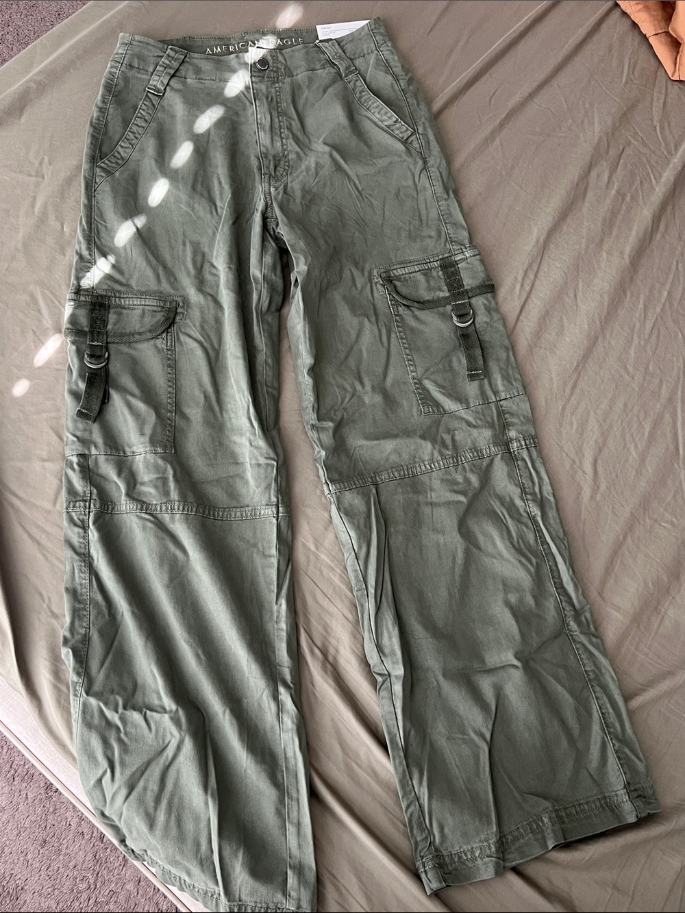 American Eagle Outfitters Olive Cargo Pants with D-Ring Details - Picture 1 of 2